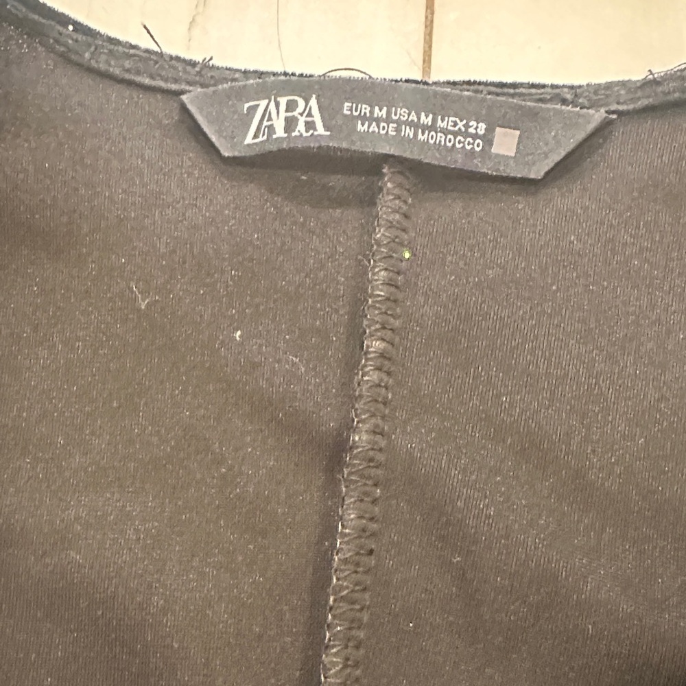 Zara Black Velvet Bodysuit with Silver Details - Picture 3 of 5
